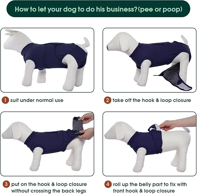 Kuoser Dog Surgery Suit Female Spay, Dog Recovery Suit Male Neuter, Dog Clothes Onesie for Surgery Anti Licking Abdominal Wounds Pet Puppy Surgical Recovery Bodysuit Shirt, Substitute E-Collar & Cone