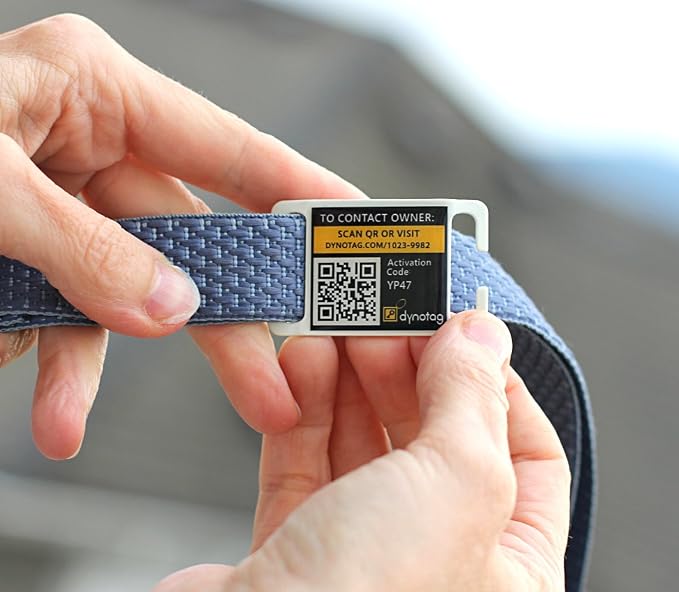 Dynotag® Web Enabled Super Pet ID Smart Tag. Slider Style w. DynoIQ™ & Lifetime Recovery Service (Open Slot, Tag only, for 3/4 inch Collar Band)