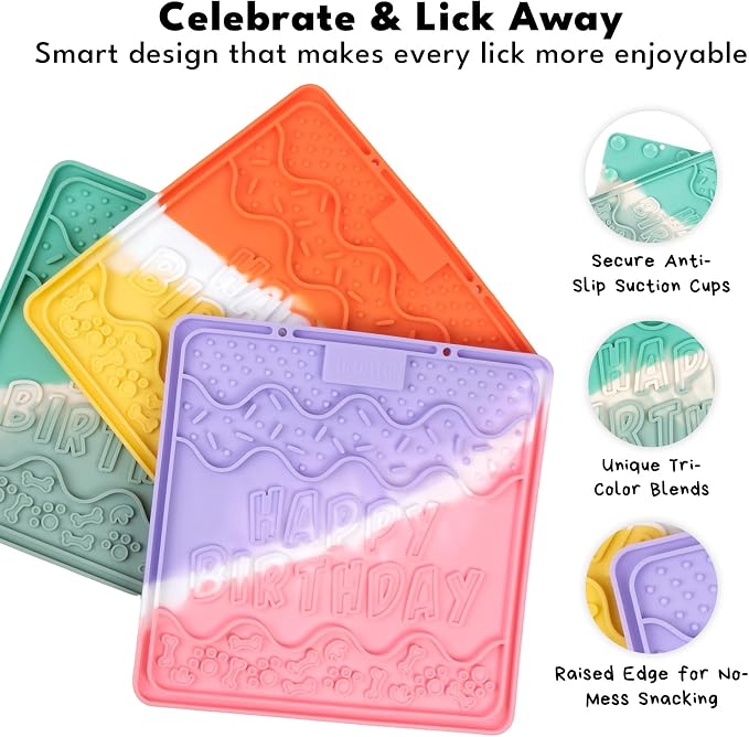 CHEWFFON Dog & Cat Lick Mat, Birthday Silicone Licky Pad, Sunset Glow
