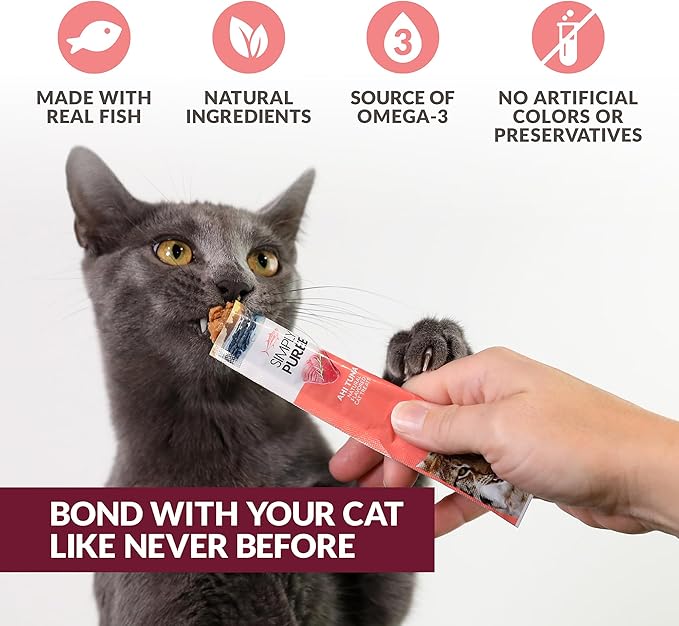 Wild Eats Simply Puree Ahi Tuna Tub for Cats | 48 Individual Servings of High-Protein, All-Natural Grain-Free Cat Treats | Easy-to-Serve, Delicious Puree Perfect for Snacking or Rewarding Your Cat