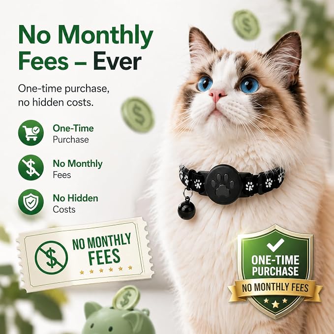 Pet Tracker,GPS Collar for Cats (Android Only) Smart tag,Waterproof Compatible with Google Find My,No Monthly Fee,Advanced Tracking Solution Smart Collar for Pet Safety Ideal Small Large Cats