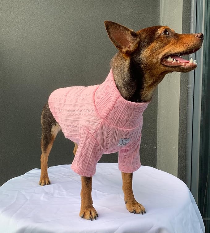 YQYS Dog Sweaters Pullover Turtleneck Sweater for Small Dogs and Kitten Warm Knit Fleece Teacup Dog Clothing Puppy Clothes Pink XLarge