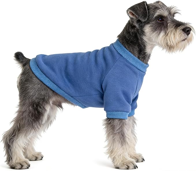 2 Pack Dog Hoodie for Small Dogs, Dog Sweatshirt Soft Warm Pullover Dog Clothes with Ribbed Cuffs for Schnauzer/Poodle/Chihuahua (Blue+Purple, X-Large)