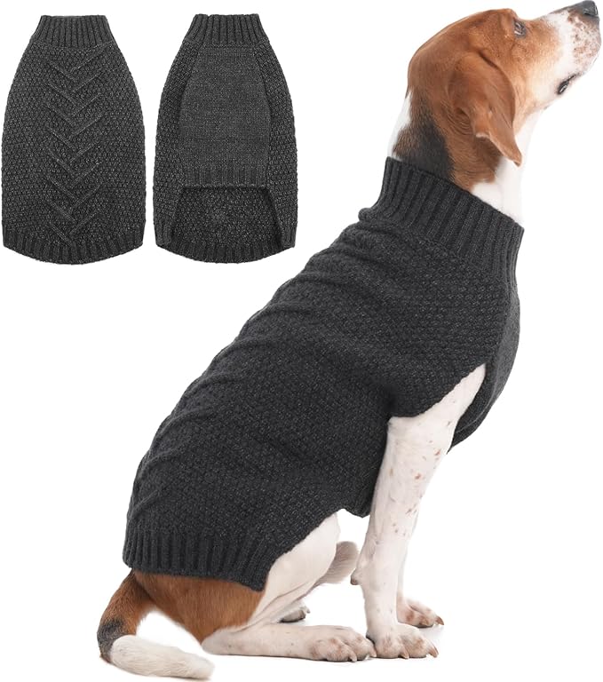 IECOii Dog Sweater Large Size Dog, XL Dogs Sweater Sleeveless with Good Stretchy, Warm Winter Knitwear for Male Female Dogs, Cold Weather Sweaters for Christmas Thanksgiving Halloween, Grey-XL