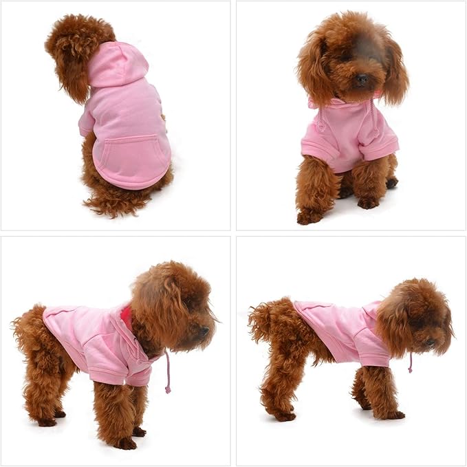 Lovelonglong Blank Basic Hoodie Sweatshirt for Dogs 100% Cotton Fits Small Medium Dachshund Large Dog Pink 4XL