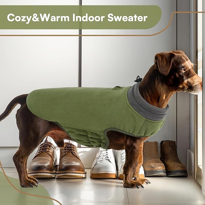 Queenmore Dog Sweater,Soft Fleece Vest Pullover Dogs Jacket with Elastic Stretchable,Warm Winter Dog Coats Cold Weather Doggy Dachshund Sweaters for Small Dogs Cats Boy or Girl (Green, S)