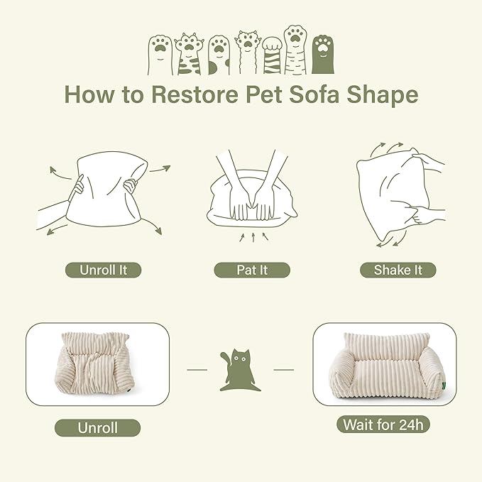 FWERDG Cute Couch Bed for Pets, Supportive Cat Sofa for Indoor Cats, Small Dog Sofa Bed for Small Dogs, Blue, 24 inches