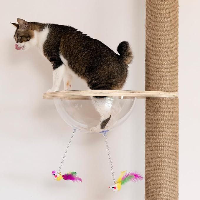 Floor to Ceiling Cat Tree Height (50-119.5in) Adjustable Cat Tower 5 Tier Hemp Scratching Post High Cat Tree Sturdy Activity Tree Indoor Outdoor Cat Scratching Post Activity Center