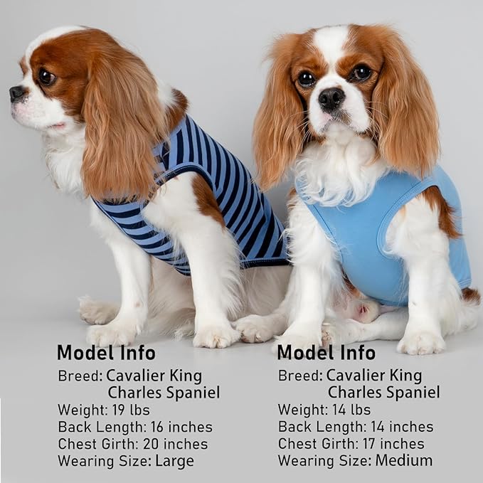 KYEESE 2Pack Dog Shirt, Soft Striped Dogs T Shirts, Lightweight Pet Tank Top, Sleeveless Dog Shirt for Large Dogs, Stretchy Comfortable Pet Vest, Dark Blue, 3XL