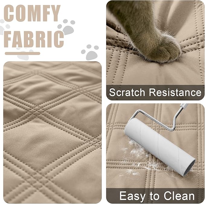 Smiry Waterproof Dog Bed Cover Blanket 82x120, Soft Reversible Pet Blanket, Washable Leakproof Cats Dogs Couch Cover for Sofa, Couch, Furniture, Lattice, Taupe/Beige