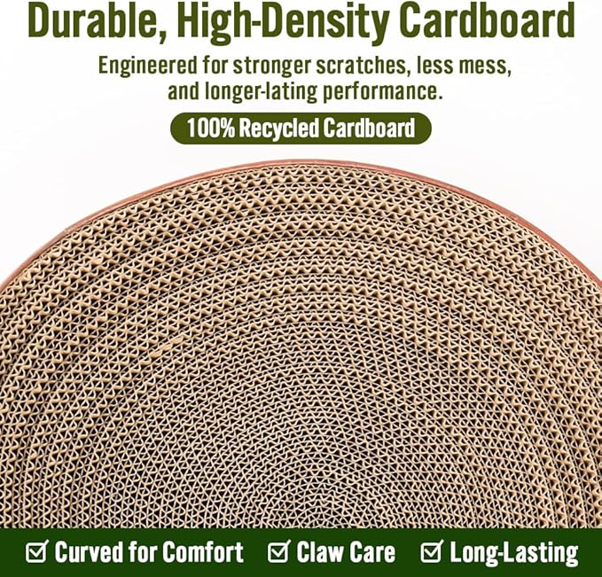Selly's Den Bowl Shaped Cat Scratcher Round Cardboard Cat Bed and Scratcher in One, for Lounging and Scratching (16 inches)
