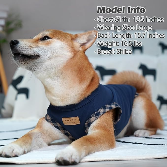KYEESE 2Pack Dog Shirt Soft Sweatshirt Lightweight Vest Pullover T-Shirt Stretchy Fleece Coats Sleeveless Clothes Sweater for Small Dogs, Navyblue+Green, Medium