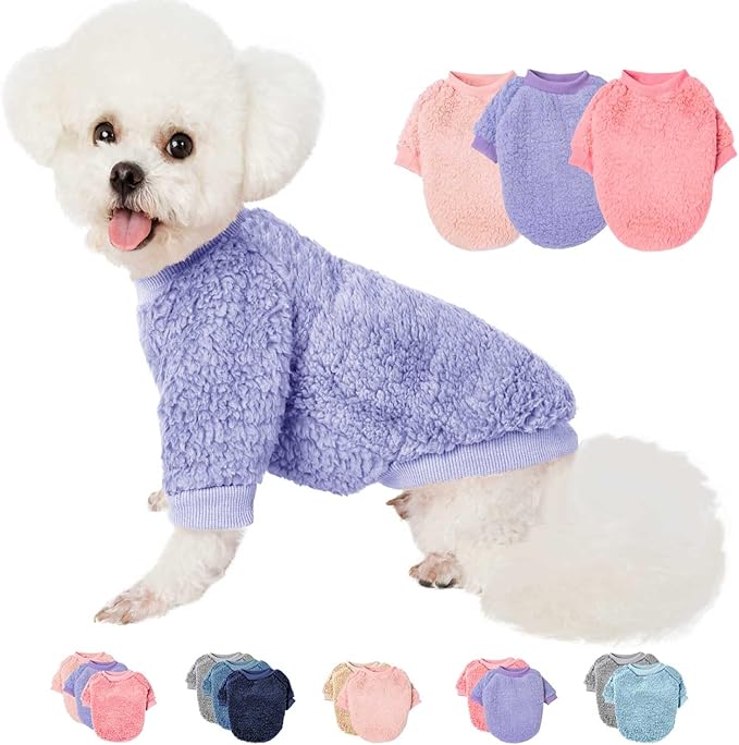 Dog Sweaters Clothes Coat for Small Dogs Boy or Girl Cat Puppy Coat Sweatshirts Soft Warm Fluffy Winter Jacket Apparels (Angel Pink,Lavender,Pink, Large)