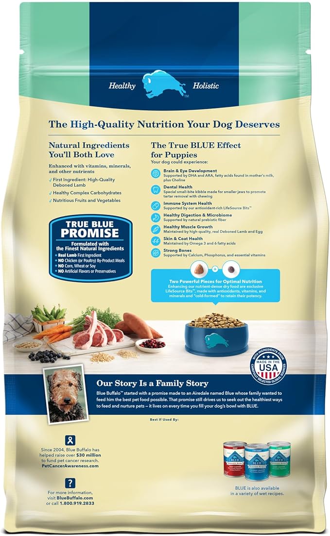 Blue Buffalo Life Protection Formula Puppy Dry Dog Food with DHA and ARA, Made with Natural Ingredients, Lamb & Oatmeal Recipe, 34-lb Bag