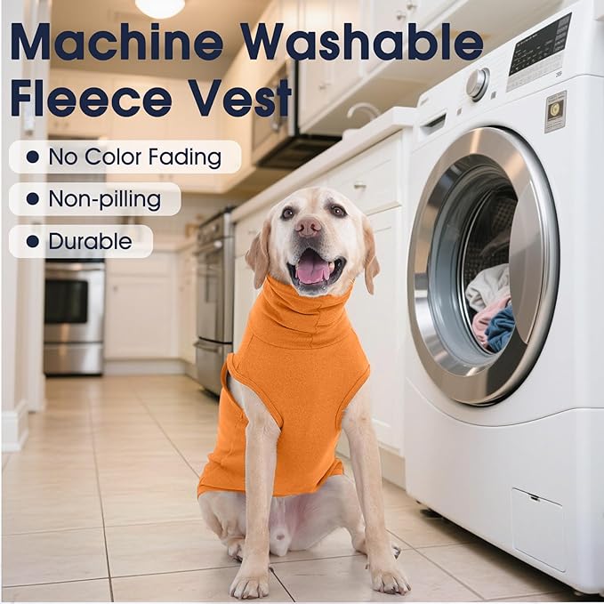 IECOii Small Dog Sweater,Stretch Fleece Vest - Orange, Medium,Warm Pullover for Winter Spring Fall, Soft & Lightweight Dog Sweatshirt Indoor Outdoor Clothes,Turtleneck for Small Medium Dogs Girl Boy