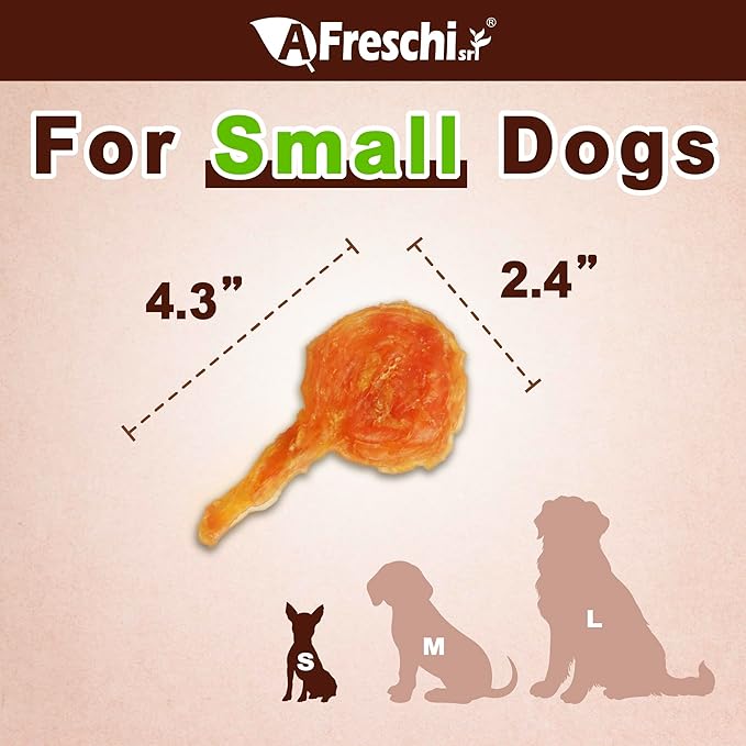 A Freschi srl Turkey Tendons for Dogs, Long-Lasting, Hypoallergenic Rawhide Alternative, Human Grade, Healthy Puppy Chews, Natural Dog Treats for Small Dogs, Lollipop (S), 4 Count Pack
