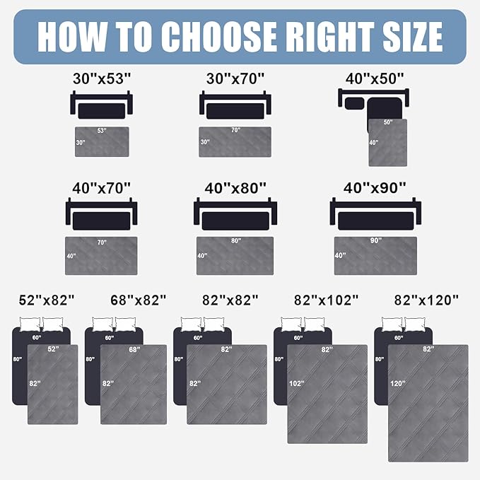 Smiry Waterproof Dog Bed Cover Blanket 40x70, Soft Reversible Pet Blanket, Washable Leakproof Cats Dogs Couch Cover for Sofa, Couch, Furniture, Lattice, Grey/Grey