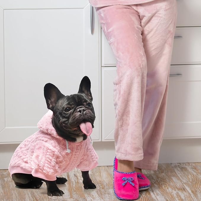KOOLTAIL Fleece Dog Sweater Hoodie for Small Medium Large Dogs - Super Soft Fall Dog Clothes Hat Hooded Sweatshirt with Leash Hole, Warm Winter Cold Weather Pet Coat for Puppy Cats Girl Female Pink M