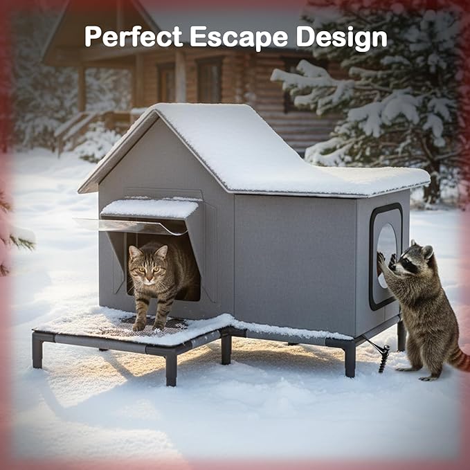 Cat House Outdoor Insulated - Waterproof Cat House Shelter for Outside with Elevated Floor Avoiding Snow and Rain for Stray, Feral & Community Cats in Winter, Easy to Assemble, Fits up to 55lbs