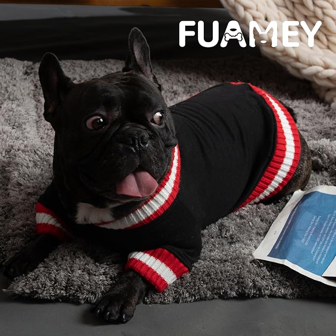 FUAMEY Dog Pullover Sweatshirt, Warm Winter Dog Sweater Thick Fleece Doggie Boy/Girl Outfit, Small & Medium Sizes, Black XL