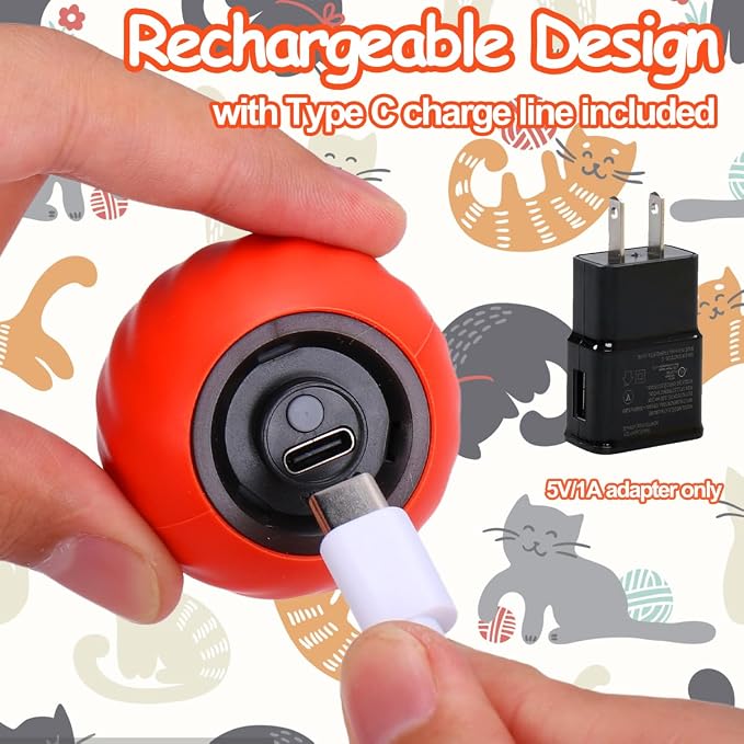 2PCS Interactive Cat Toy Ball, Rechargeable Cat Toys for Indoor Cats
