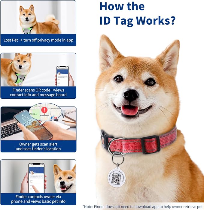 Personalized Dog Collar for Girl Dogs with QR Code Tag, Red | Reflective Dog Collar with Smart ID Tag, Adjustable Nylon Pet Collar, Extra Small