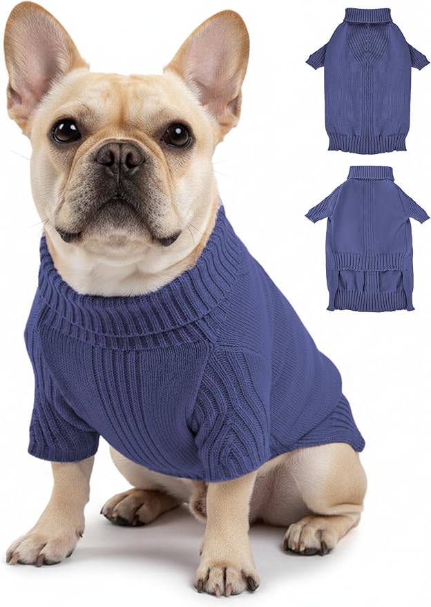 Dog Sweaters for Small Medium Large Dog, Classic Turtleneck Pet Clothes Warm Thermal Doggy Winter Coat, Thick Double Knitting Collar Pullover Cold Weather Puppy Jacket for Indoor & Outdoor Wear