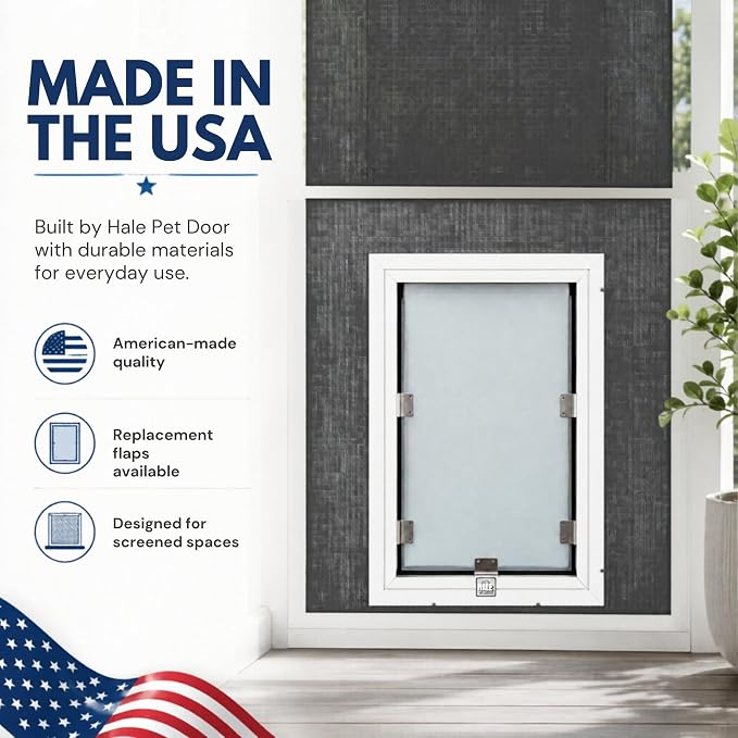 Screen Cat & Dog Doors | Single Flap | Under 1/2" Frame Screen Doors ONLY | Skilled Install Required | Heavy Frame Extruded Aluminum | Steel Reinforced Corners | Fresh Air in, Bugs Out | Hale Pet Door