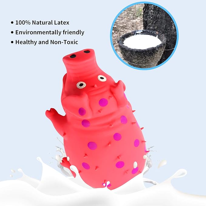 2-Pack Squeaky Pig Dog Toys - Durable Rubber Chew Toys with Oinking & Grunting Sounds for Small, Medium & Large Dogs - Interactive Latex Puppy Toy Set