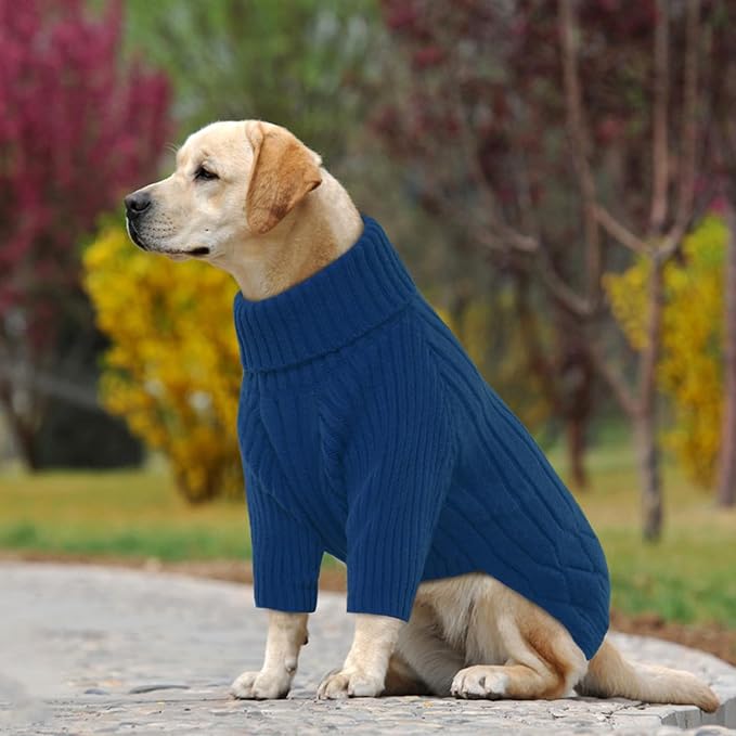 Large Breed Dog Sweaters, Warm Winter Fall Dog Sweaters for Dog Girls Boys, Turtleneck Dog Knitwear,Doggie Christmas Sweater, Pet Sweatshirt Clothes Outfit Knit Great Dane,Doberman (Blue XXXXL)