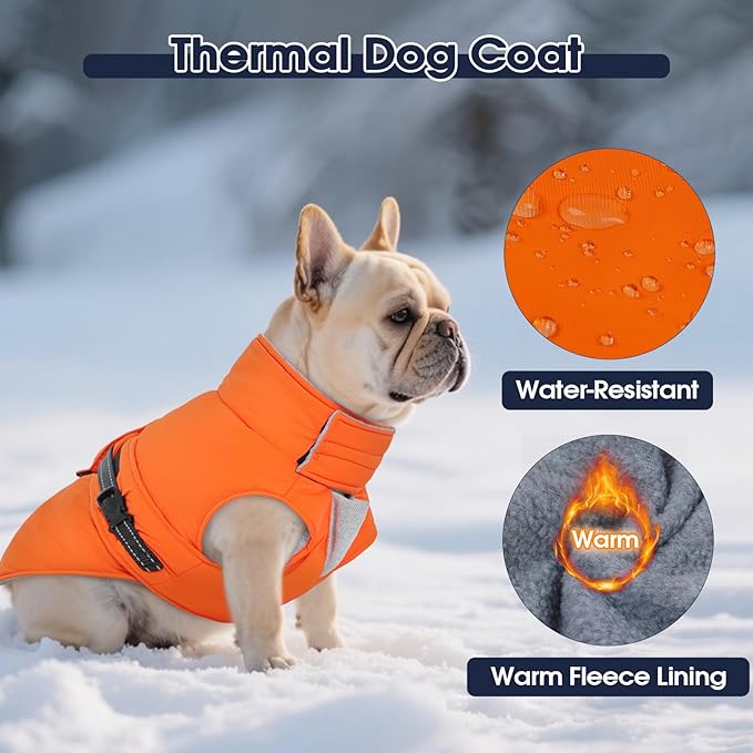 IECOii Warm Dog Coat Reflective Snow Jackets with Leash Hole Waterproof Windproof Winter Vest Coat with Buckles Cozy Fleece Vests for Winter, Spring, Fall, Outdoor Cold Weather Coats, Pink, Size 3XL