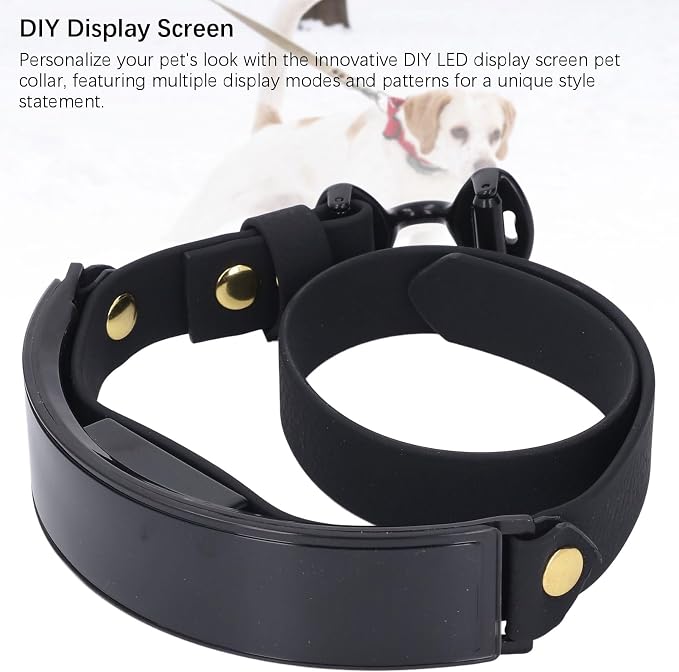 LED Dog Collar with DIY Smart Screen, Rechargeable Light Up Pet Collar, Glowing in Dark for Night Walks, APP Controlled Display Modes, PU Leather Comfort Fit for Small (Red Light)