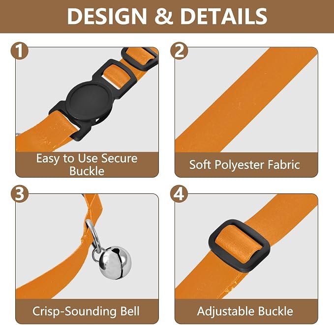 Sunset Gradient Adjustable Buckle Small Dog Collar 2 Pack Lightweight Pet Collar for Cats and Dogs