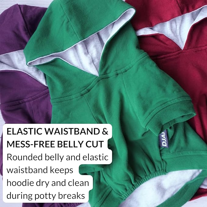 DJANGO Dog Hoodie – Warm Winter Dog Sweater & Fully Lined, Cozy Sweatshirt for Small & Medium Dogs, Dachshunds – Soft, Stretchy, Puppy Hoodie with Leash Portal, Elastic Waistband – Burgundy Red, Small
