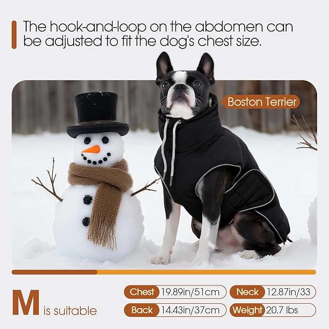 FUAMEY Dog Puffer Jacket for Small Dogs,Dog Cold Weather Coats Dogs Down Jackets Waterproof Pet Snowsuits Warm Puppy Winter Vest Turtleneck Pets Adjustable Jackets Coats Black S