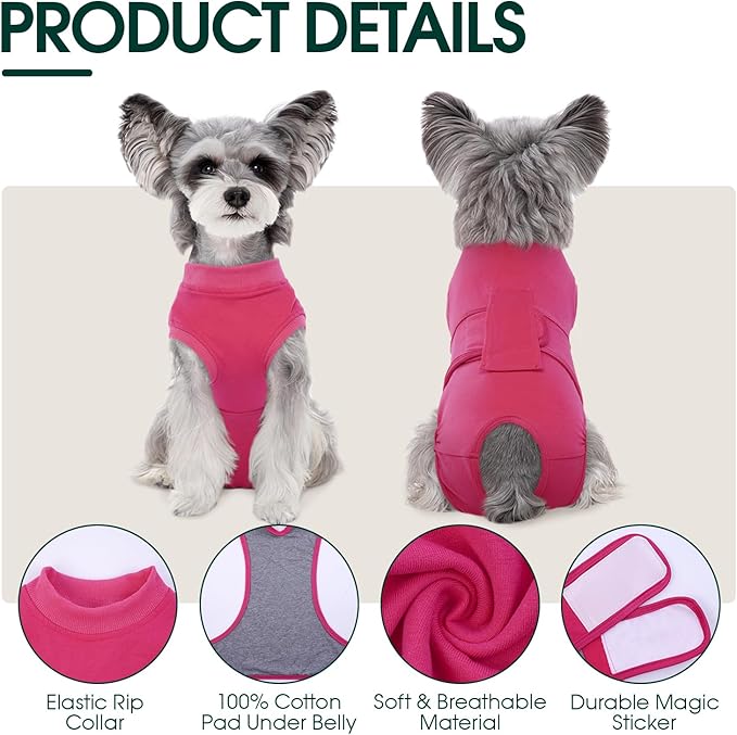 Kuoser Dog Surgery Suit - Female Spay & Male Neuter Recovery Onesie, Anti-Licking Abdominal Wounds Pet Surgical Recovery Bodysuit, Substitute E-Collar & Cone