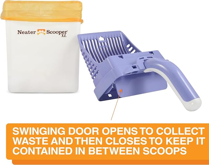 Neater Pet Brands Neater Scooper XL Cat Litter Scoop, 60 Refill Bags – Extra-Large Capacity Mess-Free Cat Litter Scooper with Bag for Large & Multiple Cats, Spill-Proof Litter Box Scooper with Holder