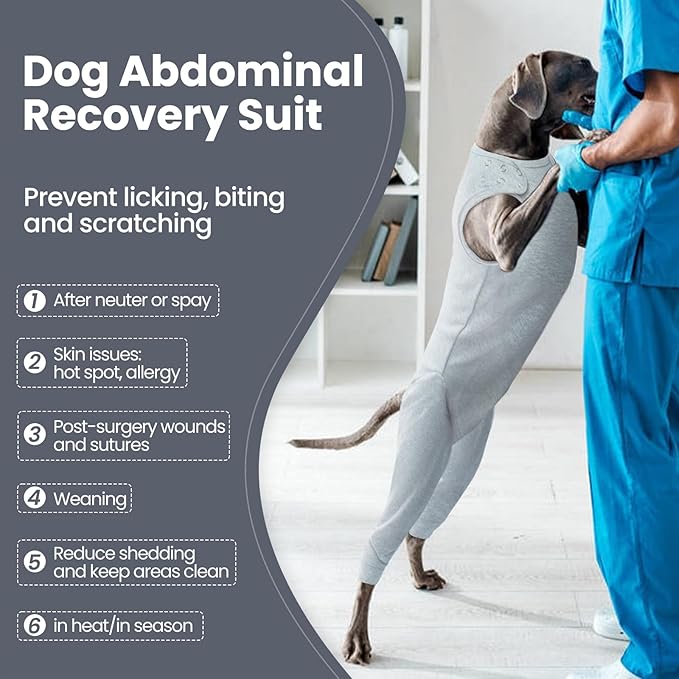 Nanaki Dog Wound Care Shirt, Leg Sleeves to Stop Licking Rear Leg and Abdomen, Surgery Suit for Female Spay, Onesie for Surgery Female, Surgical Recovery Suit Wound Heal Clothes