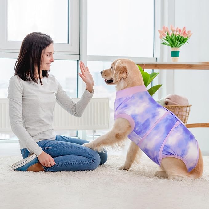 Kuoser Recovery Suit for Dogs, Adjustable Female Spay Dog Surgery Suit, Pet Surgical Shirt Male Neuter Anti Licking Abdominal Wounds Puppy Onesie Bodysuit, Alternative to Doggie Cone After Surgery