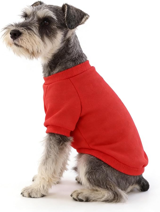 2 Pack Dog Hoodie for Small Dogs, Dog Sweatshirt Soft Warm Pullover Dog Clothes with Ribbed Cuffs for Schnauzer/Poodle/Chihuahua (Red+Pink, Large)