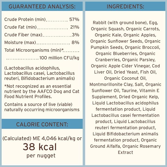 Primal Freeze Dried Raw Cat Food Nuggets Rabbit, Complete & Balanced Meal or Topper, Premium, Healthy, Grain Free, High Protein Raw Cat Food with Probiotics (14 oz)