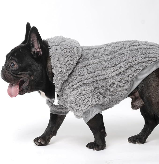 KOOLTAIL Fleece Dog Sweater Hoodie for Small Medium Large Dogs - Super Soft Fall Dog Clothes Knitted Sweatshirt with Leash Hole, Warm Winter Cold Weather Pet Coat for Puppy Cats Male/Female Grey M