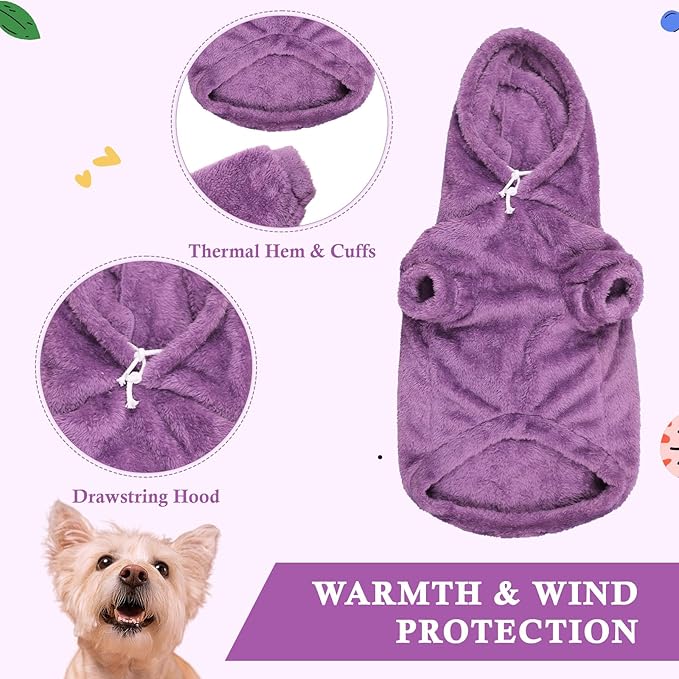 3XL Dog Sweaters for Large Dogs,Dog Hoodie,Warm Fuzzy Fleece Sweatshirt with Hood & Pocket,Leash Hole,Cozy Cold Weather Pet Clothes Sweater Hoodie for Large Dogs(Purple,3XL)
