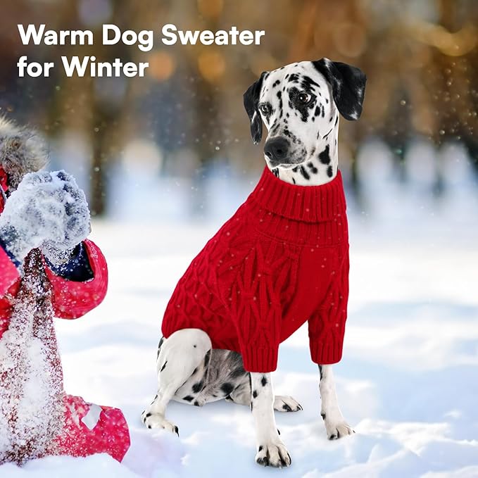 Queenmore Medium Dog Sweater,Dog Sweater for Medium Dogs Boys Girls,Christmas Sweaters for Dogs,DogSweater Knitwear Outfit,Thick Warm Pet Clothes for French Bulldog,Boston Terrier(Red,M)