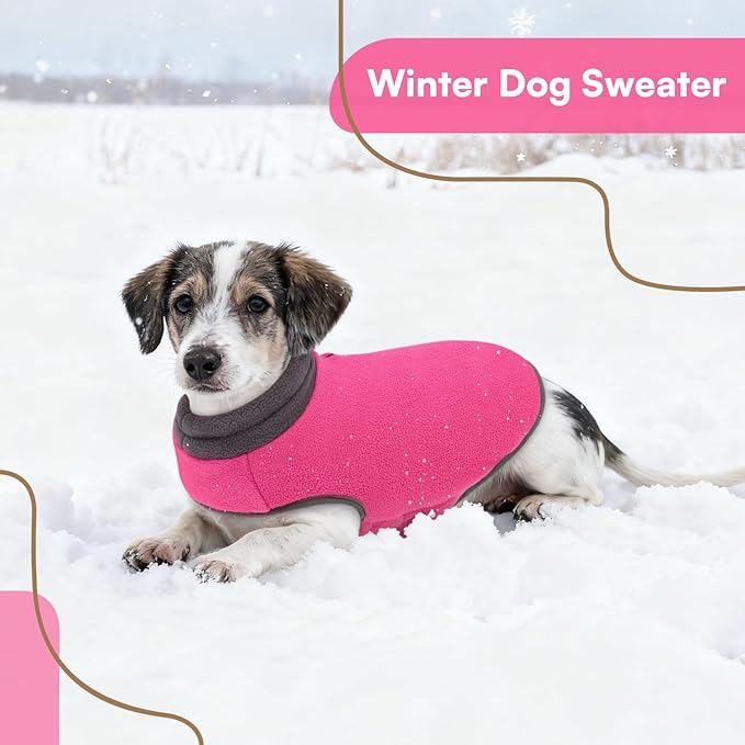 Queenmore Dog Sweater,Soft Fleece Vest Pullover Dogs Jacket with Elastic Stretchable,Warm Winter Dog Coats Cold Weather Doggy Dachshund Sweaters for Small Dogs Cats Boy or Girl (Pink, L)