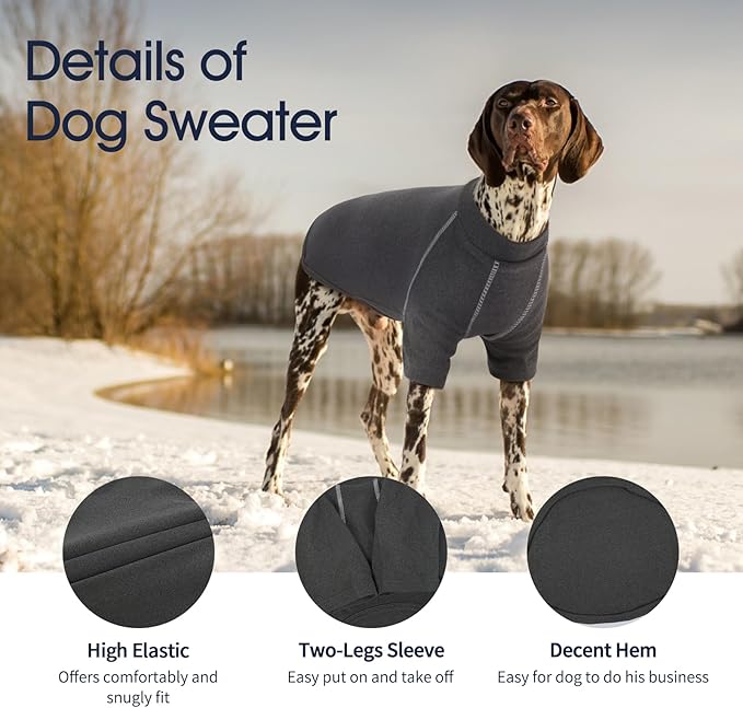 IECOii Great Dane Sweater - Extra Large Dog Sweater, Fleece Sweatshirt for Big Dogs, Warm Winter Coat, Grey, 5XL