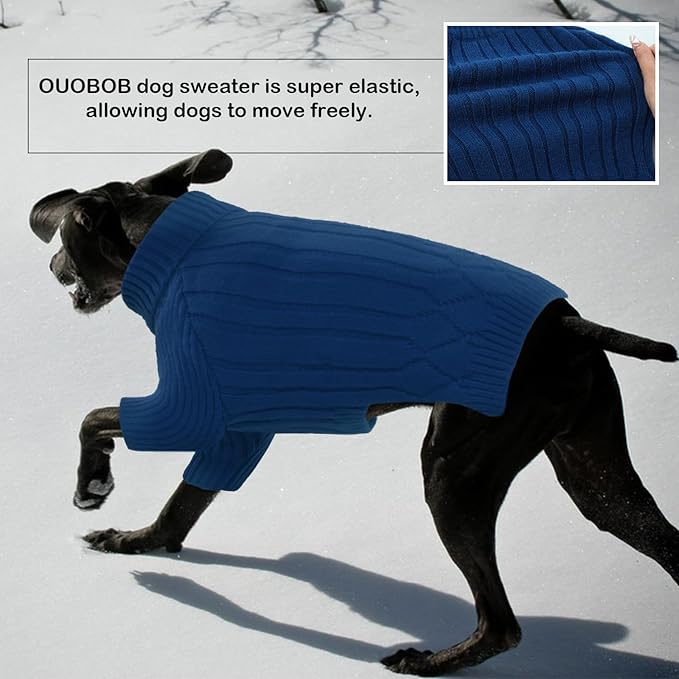 Large Breed Dog Sweaters, Warm Winter Fall Dog Sweaters for Dog Girls Boys, Turtleneck Dog Knitwear,Doggie Christmas Sweater, Pet Sweatshirt Clothes Outfit Knit Great Dane,Doberman (Blue XXXXL)