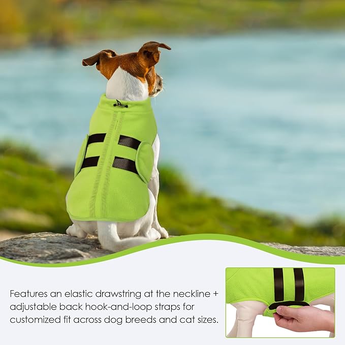 Dog Sweater,Adjustable Dog Sweaters for Small, Medium and Large Dogs Boys Girls, Dachshund Chihuahua Fleece Dogs Sweater(Green,S)