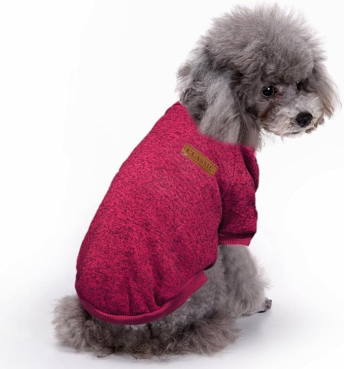 Jecikelon Dog Clothes Dogs Sweater Soft Puppies Clothing Winter Puppy Sweaters Warm Outfit for Dogs Small XXS XS Cat Apparel (X-Large, Wine)