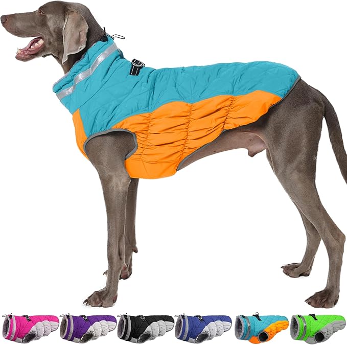 Warm Dog Coats For Large Dogs, Waterproof Dog Jacket With Harness, Zipper Clousure, Fleece Lining, Turtleneck, For Cold Weather Outdoor Walks, Pet Snowsuit For Beagle, Cocker Spaniel, Corgi- XL